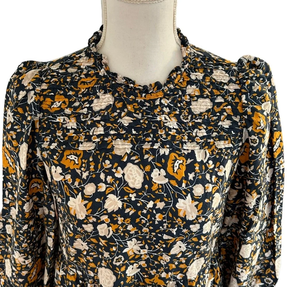 Target Universal Thread Floral High Neck Prairie Dress Women’s SZ S Blue Print - Picture 3 of 10